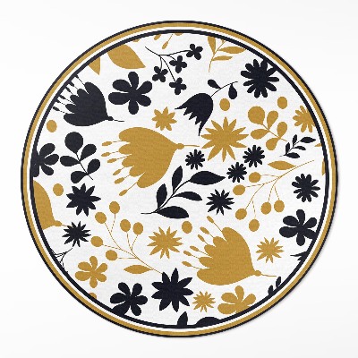 Runder pvc teppich Illustration von Blumen und Blättern auf einer Wiese