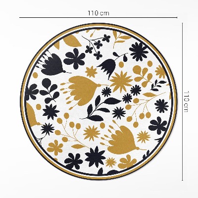 Runder pvc teppich Illustration von Blumen und Blättern auf einer Wiese