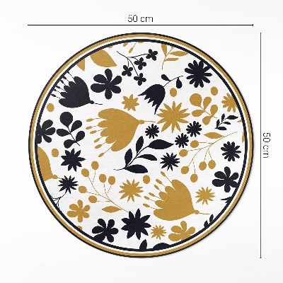 Runder pvc teppich Illustration von Blumen und Blättern auf einer Wiese