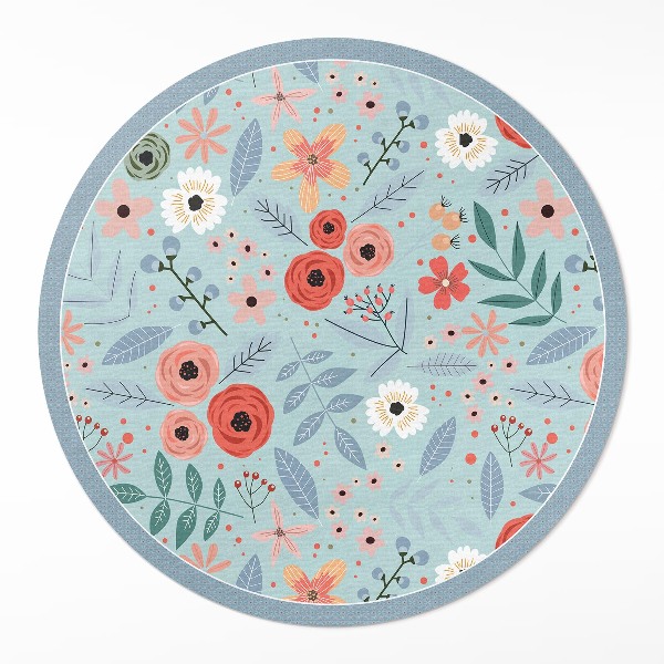 Runder teppich pvc Pastellfarbene Blumen Illustration