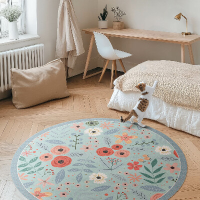 Runder teppich pvc Pastellfarbene Blumen Illustration