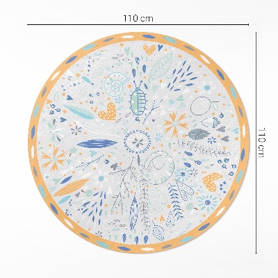 Runder teppich auf pvc Wilde Blumen in Pastellfarben