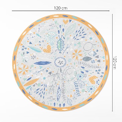 Runder teppich auf pvc Wilde Blumen in Pastellfarben