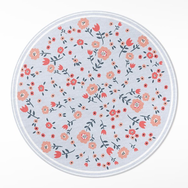 Runder vinyl teppich Zarte Blumen in Pastellfarben