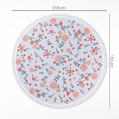 Runder vinyl teppich Zarte Blumen in Pastellfarben