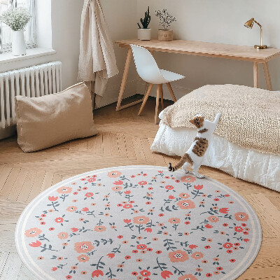 Runder vinyl teppich Zarte Blumen in Pastellfarben