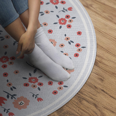 Runder vinyl teppich Zarte Blumen in Pastellfarben