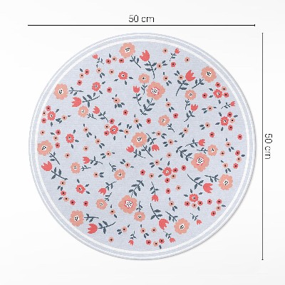 Runder vinyl teppich Zarte Blumen in Pastellfarben