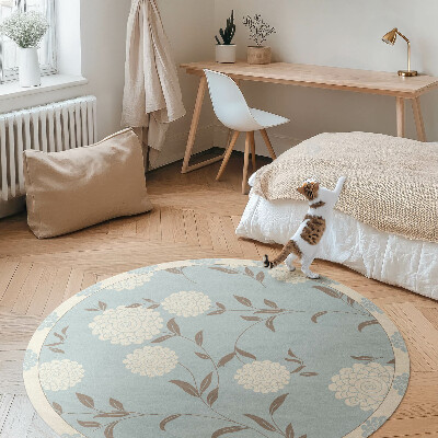 Runder pvc teppich Große weiße Chrysanthemen auf pastellfarbenem Hintergrund