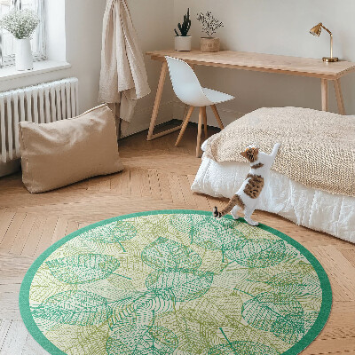 Runder vinyl teppich läufer Komposition aus linearen Naturblättern