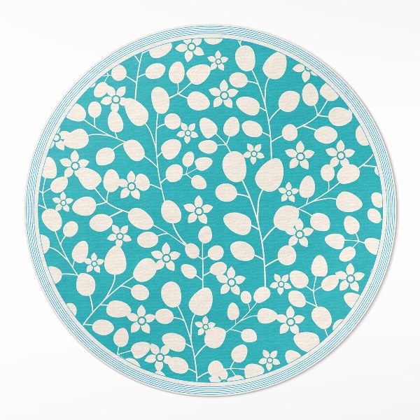 Runder vinyl teppich läufer Komposition aus Wildblumen und Blättern