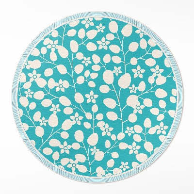 Runder vinyl teppich läufer Komposition aus Wildblumen und Blättern