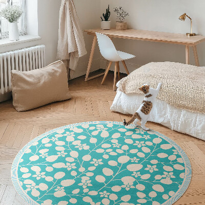 Runder vinyl teppich läufer Komposition aus Wildblumen und Blättern