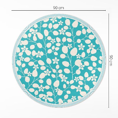 Runder vinyl teppich läufer Komposition aus Wildblumen und Blättern