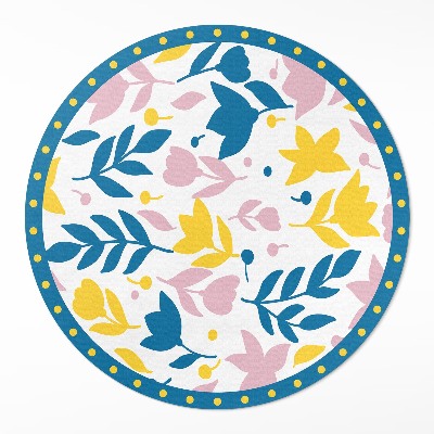 Runder teppich auf pvc Illustration von pastellfarbenen Blumen und Pflanzen