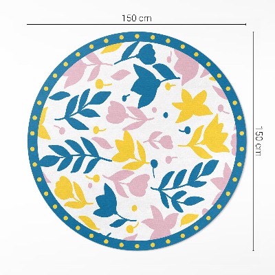 Runder teppich auf pvc Illustration von pastellfarbenen Blumen und Pflanzen