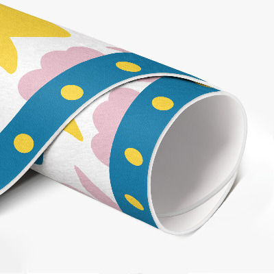 Runder teppich auf pvc Illustration von pastellfarbenen Blumen und Pflanzen
