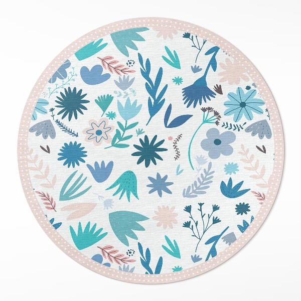 Runder vinyl teppich Pastellfarbene Blumen und Boho-Pflanzen