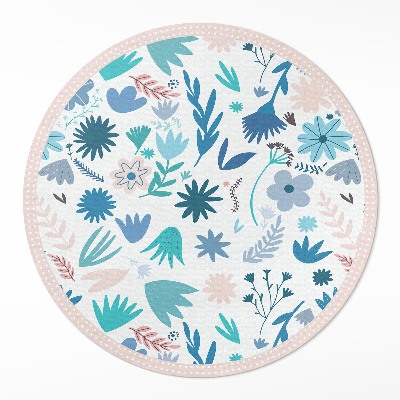 Runder vinyl teppich Pastellfarbene Blumen und Boho-Pflanzen