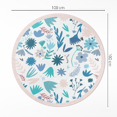 Runder vinyl teppich Pastellfarbene Blumen und Boho-Pflanzen