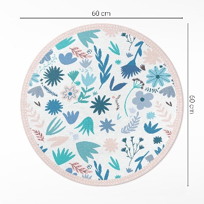 Runder vinyl teppich Pastellfarbene Blumen und Boho-Pflanzen