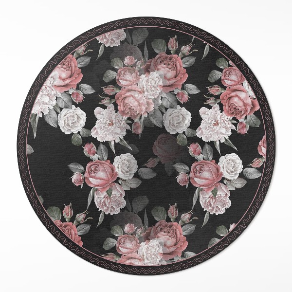 Runder pvc teppich Retro schöne Rose Blumen