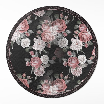 Runder pvc teppich Retro schöne Rose Blumen