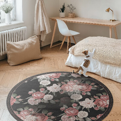 Runder pvc teppich Retro schöne Rose Blumen