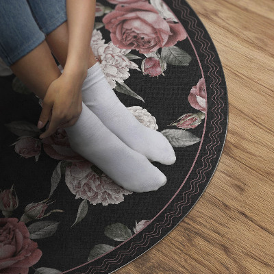 Runder pvc teppich Retro schöne Rose Blumen