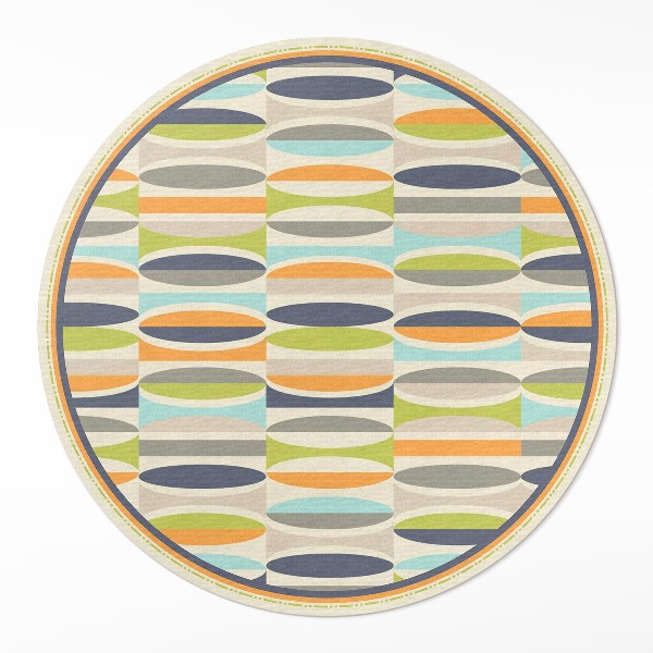 Runder teppich pvc Abstrakte Ellipsen im Retro-Stil
