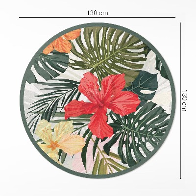 Runder vinyl teppich Tropische hawaiianische Blumen
