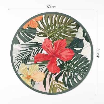Runder vinyl teppich Tropische hawaiianische Blumen