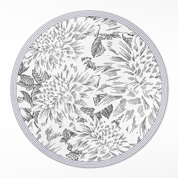 Runder pvc teppich Skizze von Blumen stilvolle Wiese