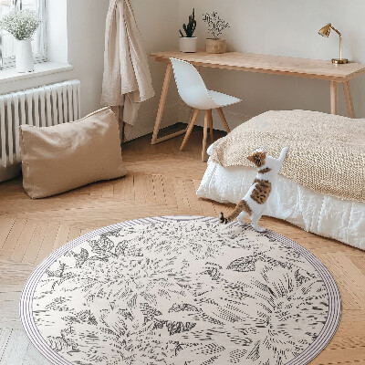 Runder pvc teppich Skizze von Blumen stilvolle Wiese