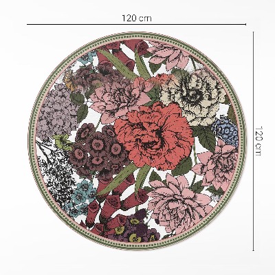 Runder vinyl teppich Pastellfarbene Blumen auf einer Vintage-Wiese