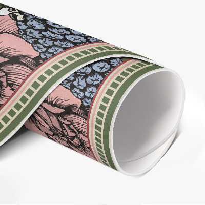 Runder vinyl teppich Pastellfarbene Blumen auf einer Vintage-Wiese