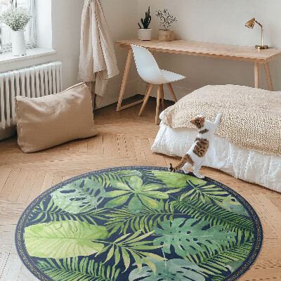 Runder pvc teppich Tropische wilde Dschungelblätter