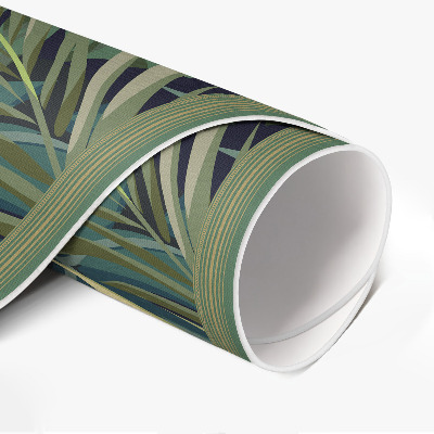 Runder vinyl teppich läufer Tropische Vegetation Blätter und Blumen Vintage