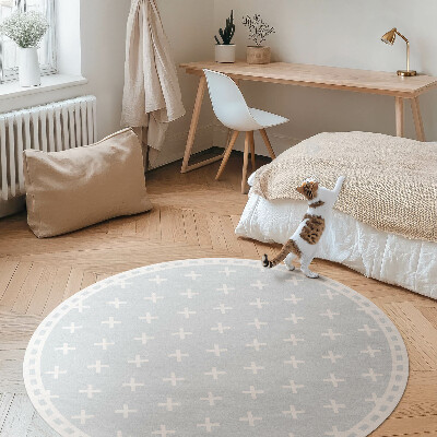 Runder teppich auf pvc Helle Kreuze minimalistisches Muster