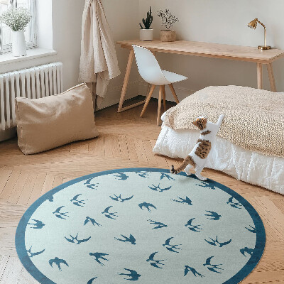 Runder vinyl teppich Kleine Blütenblätter auf blauem Hintergrund