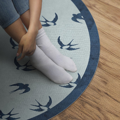 Runder vinyl teppich Kleine Blütenblätter auf blauem Hintergrund