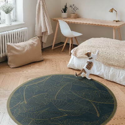 Runder vinyl teppich läufer Lineares Blätter-Muster