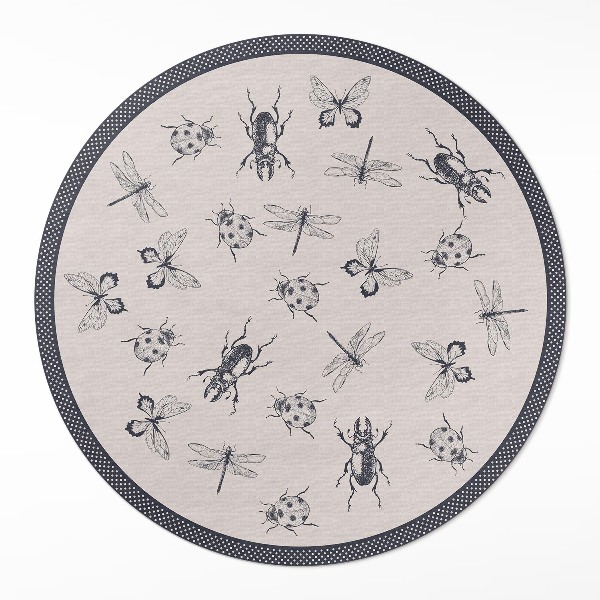 Runder teppich pvc Boho-Insekten auf hellem Hintergrund