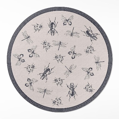 Runder teppich pvc Boho-Insekten auf hellem Hintergrund