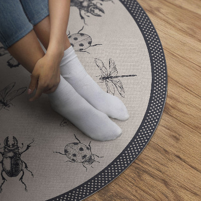 Runder teppich pvc Boho-Insekten auf hellem Hintergrund