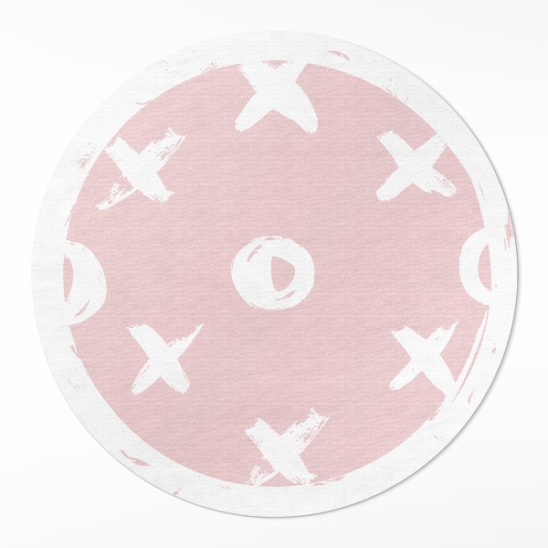 Runder vinyl teppich Kreise und Kreuze auf pastellfarbenem Hintergrund