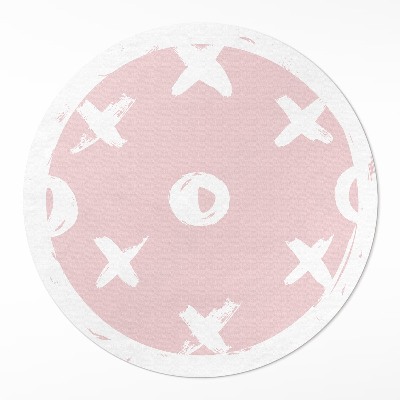 Runder vinyl teppich Kreise und Kreuze auf pastellfarbenem Hintergrund