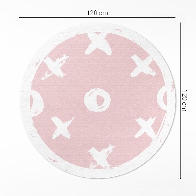 Runder vinyl teppich Kreise und Kreuze auf pastellfarbenem Hintergrund