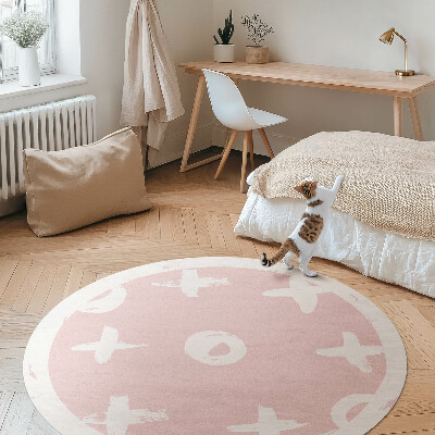 Runder vinyl teppich Kreise und Kreuze auf pastellfarbenem Hintergrund