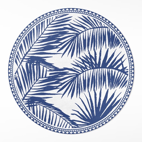 Runder pvc teppich Tropische Blätter monochrome Illustration